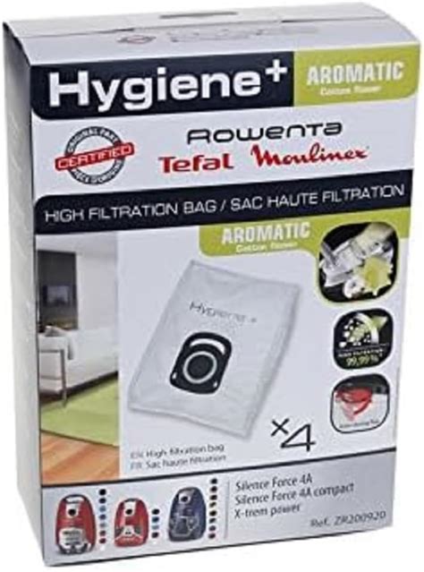 Rowenta Lot de 4 sacs aspirateur Hygiène Aromatic Fleur de cotton