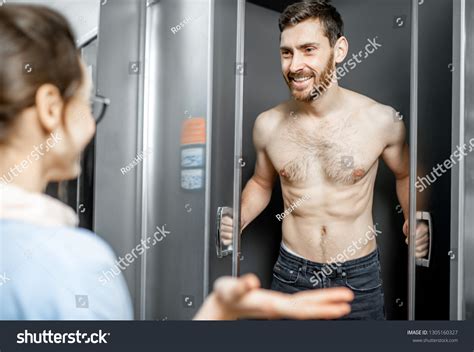 Naked Man Looking Out Shower Cabin Stock Photo Shutterstock