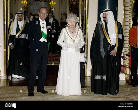 HM Queen Elizabeth II hosts a State Banquet at Buckingham Palace in London to honour the State ...