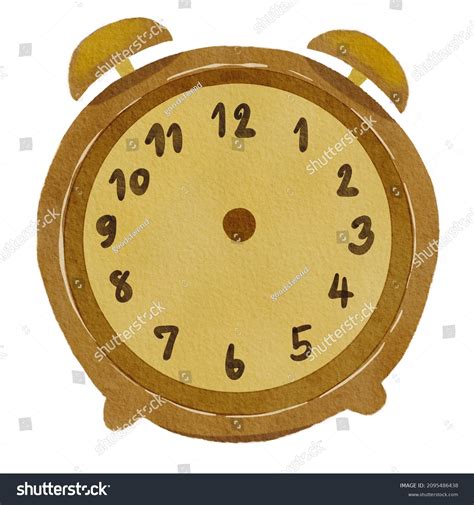 Golden Clock Without Hands Watercolor Painting Stock Illustration