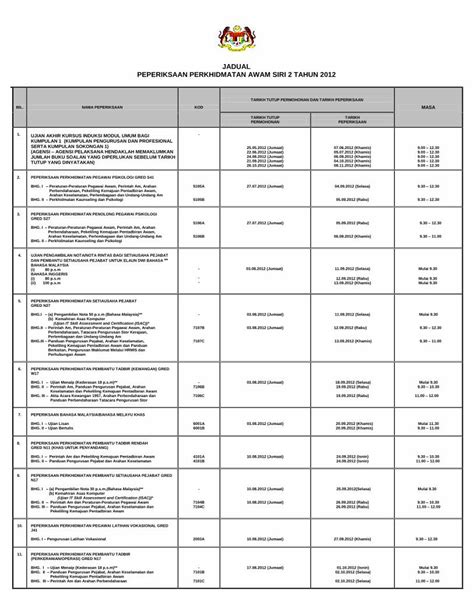 Pdf Jadual Peperiksaan Perkhidmatan Awam Siri Pdf Filepeperiksaan