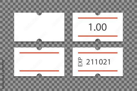 Self Adhesive Paper Price Tag With Two Red Stripes Blank Price Label