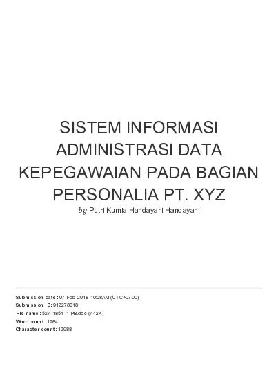 Sistem Informasi Administrasi Data Kepegawaian Pada Bagian Personalia