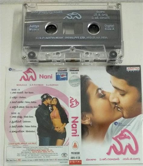 Nani Telugu Film Audio Cassette By Ar Rahman Ar Rahman Audio