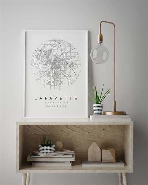 Lafayette Map, Lafayette, Indiana, City Map, Home Town Map, Lafayette