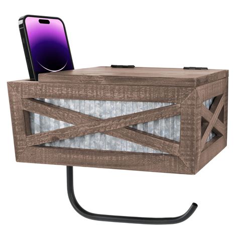 Autumn Alley Farmhouse Toilet Paper Holder With Lid Rustic Toilet