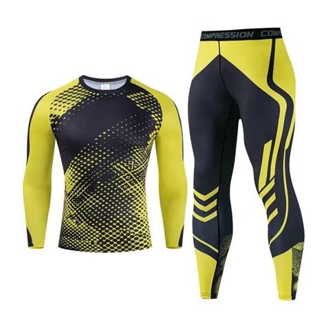 Ensemble de lingerie Sous vêtement thermique de compression pour homme première couche ensemble