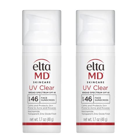Eltamd Uv Clear Broad Spectrum Spf 46 Non Tinted Clear Skin 2 Pack