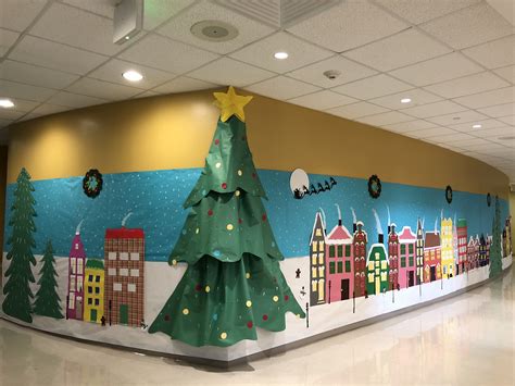 Christmas village school decoration | Christmas door decorating contest