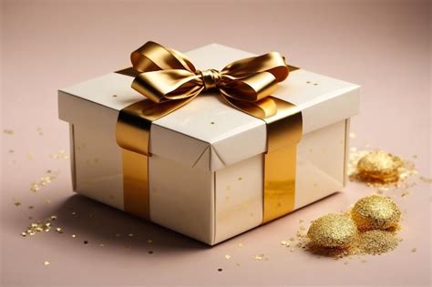 Premium Photo D Render Of A Gold Gift Box With Bow