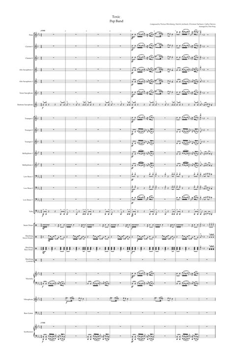 Toxic Arr Dan Fong By Britney Spears Sheet Music For Marching Band