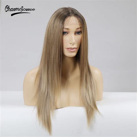 CharmSource Long Brown Root Ombre Blonde Wig Strai Grandado