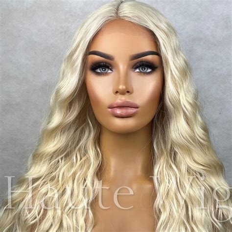 Platinum Blonde Lace Front Wig 613 Synthetic Curly 13x6 Etsy