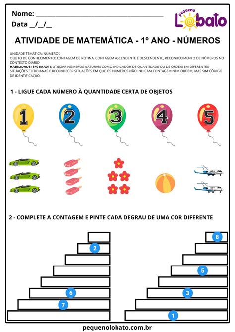 Atividades de Matemática 1º Ano – Contagem e Reconhecimento de Números ...