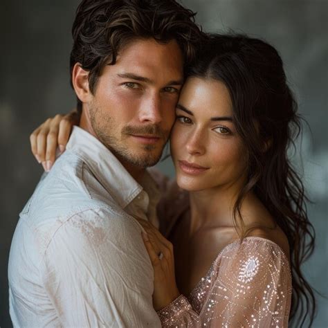 Romantic Embrace Woman In Pink Dress And Man In White Shirt Show Love