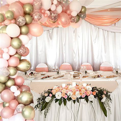 Macaron Orange Balloon Garland Arch Kit 126 Pcs Gold Rose Confetti