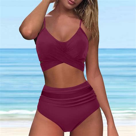 Babysbule Fashion Swimsuits For Women Fashion Women S Sleeveless Solid Bikini Set Swimsuit Push