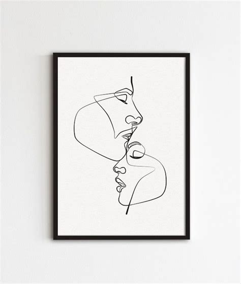 A Black And White Line Drawing Of Two Women S Faces One Is Facing Each Other