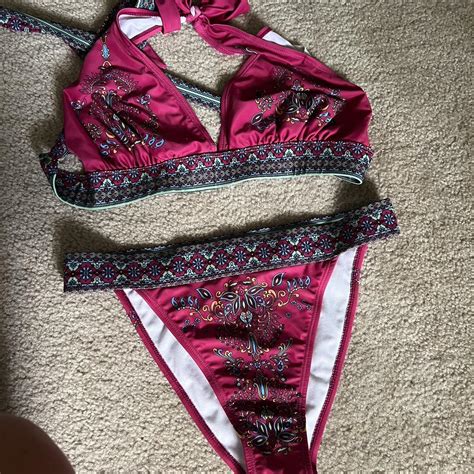 Pink And Blue Bikini Beachwear Depop