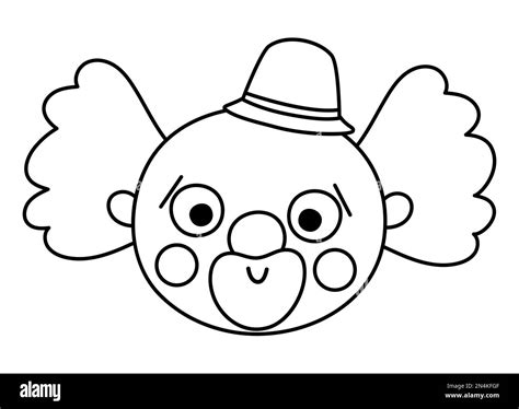 Vector Black And White Clown Face Circus Artist Avatar Outline Clipart