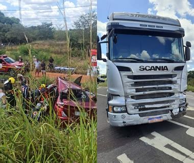 Colisão entre carro e caminhão deixa um morto e três feridos na BR 343