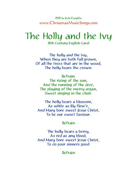 The Holly and the Ivy lyrics