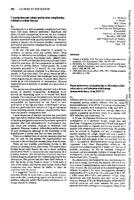 Pdf Constipation And Colonic Perforation Complicating Calcium