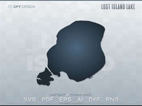 Lost Island Lake Iowa Svg Digital File Set Vector Outline Map