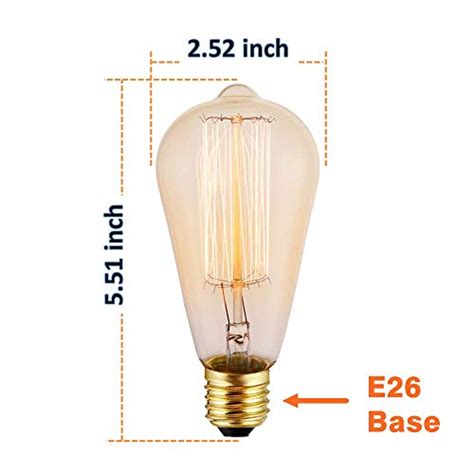 6 Pack Edison Light Bulb 60w Vintage Squirrel Cage Filament Amber Glass Incandescent Lamps