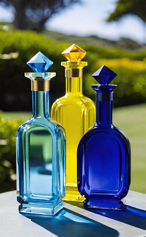 blue  yellow glass bottles photo  stock photo public domain