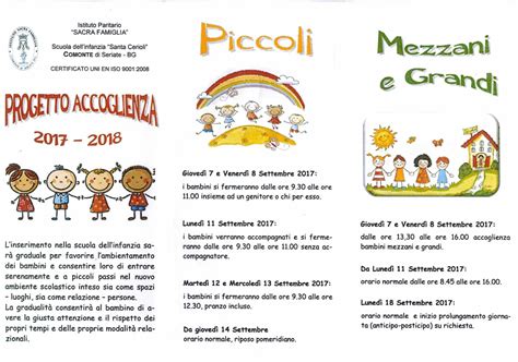 Progetto Accoglienza Istituto Scolastico Paritario Sacra Famiglia