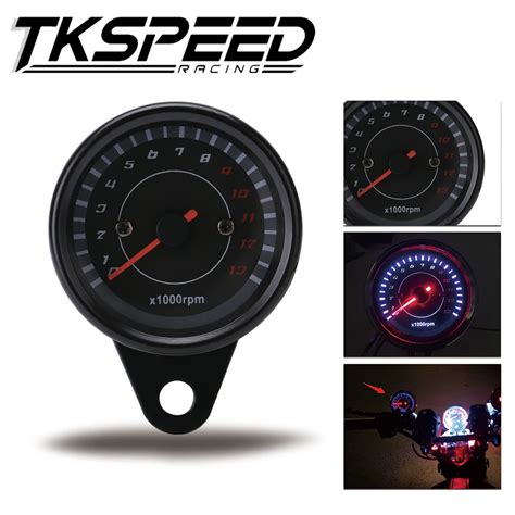 V Universal Motorcycle Tachometer Tacho Gauge Speedometer With Led