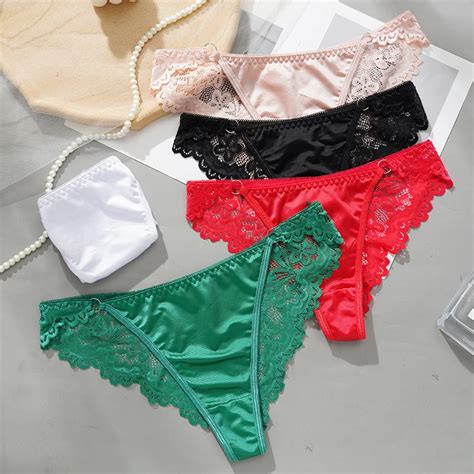 Alltooall Women S Sexy Floral Lace Panties Seamless Lingerie Low Waist Ice Silk Hollow Out