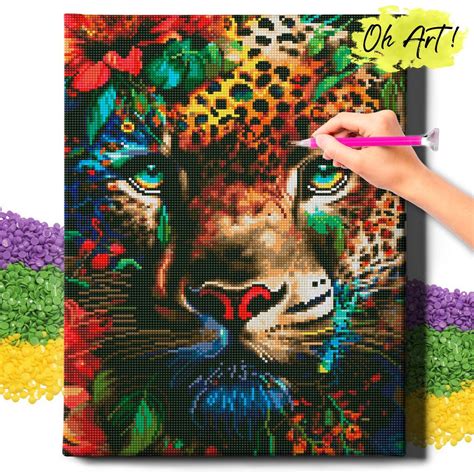 DIAMOND PAINTING 5D z RAMĄ Jaguar Haft Diamentowy Duży Jaguar w