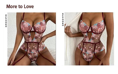Ectooko Luxury Floral Embroidered Lingerie Set Underwire Bra And Thong