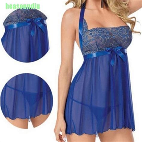 HO Lingerie Sexy Mulher BabyDoll Sleepwear Vestido De Noite Plus Shopee Brasil