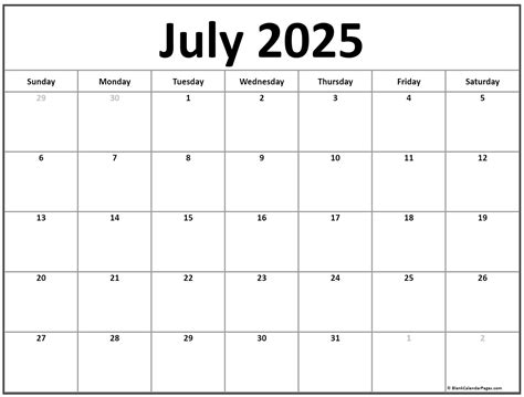 July 2021 Calendar Printable