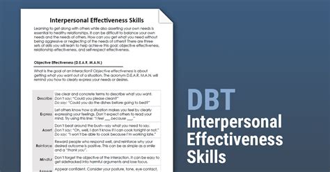 DBT Interpersonal Effectiveness Skills Worksheet Therapist Aid - DBT ...