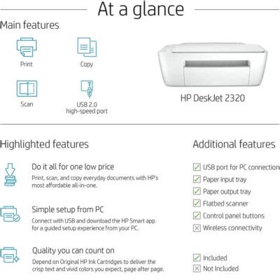 HP DeskJet 2320 All-in-One Color Printer, USB Plug and Print