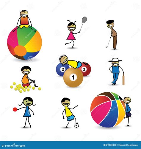 Kidschildren Or People Playing Different Sports And Games Stock Vector