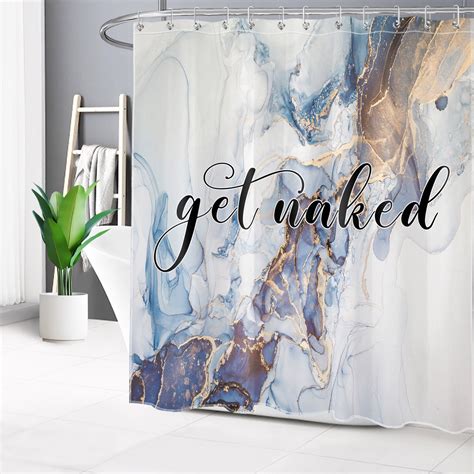 Hvest Marble Get Naked Shower Curtain For Bathroom Abstract Marble Backdrop Shower Curtain With