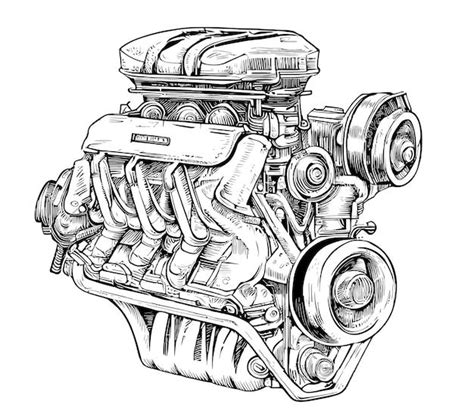Un Dibujo De Un Motor De Automóvil Del Fabricante De Motores Honda