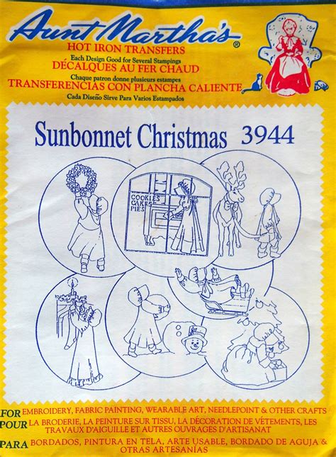Sunbonnet Christmas Aunt Martha S 3944 Vintage Hot Iron Transfer Embroidery Pattern Unused