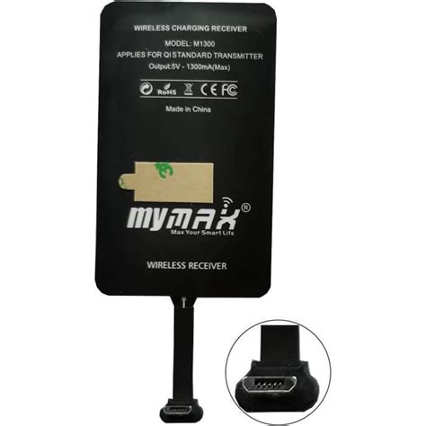 Mymax Récepteur De Charge Sans Fil Qi De Type A 1300 Ma Super Rapide Et