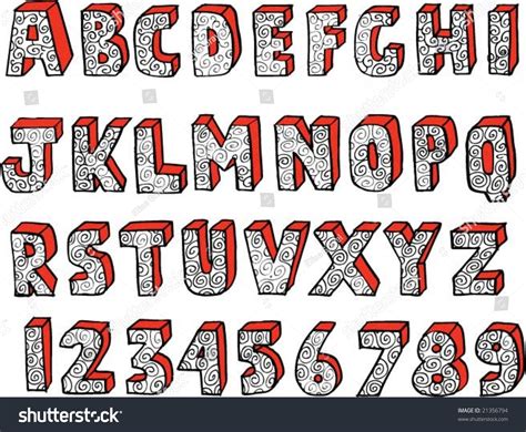 Ornate Hand Drawn Alphabet Stock Vector Illustration