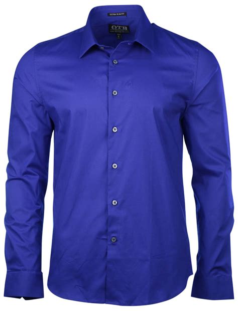 One Tough Brand Men's Extra Slim Fit Button Down Dress Shirt | eBay