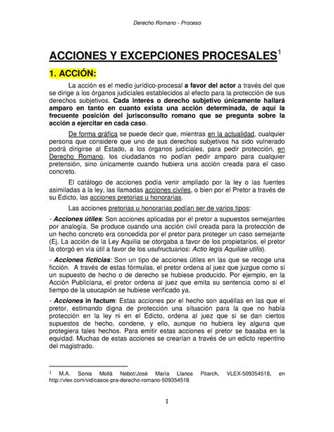 Proceso Romano Acciones Y Excepciones Acciones Y Excepciones