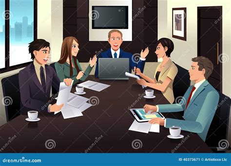 Business Team Meeting In A Modern Office Stock Vector Illustration Of