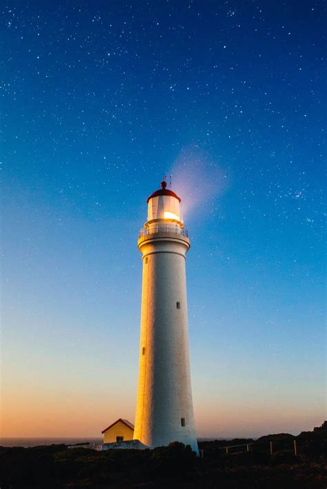 Faro Cielo Noche Estrellas Luz Lighthouse Pictures