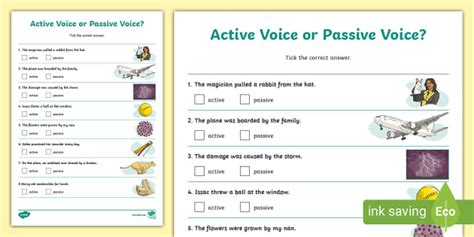 Active Or Passive Voice Paper Quiz Teacher Made Twinkl